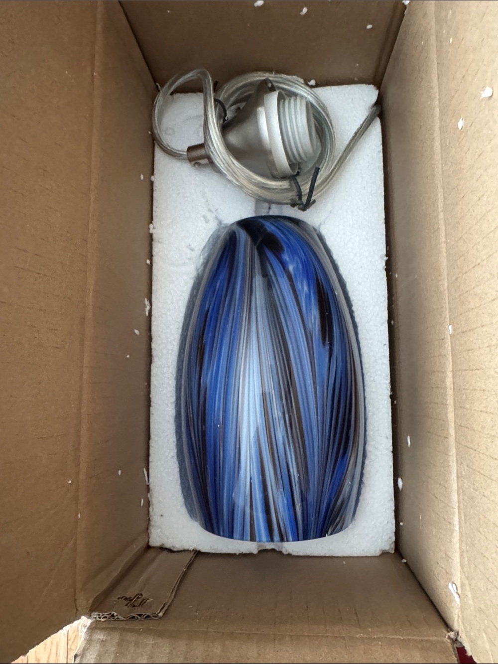 Karyfine Blue Swirl Hand Blown Glass Pendant Light Fixtures
